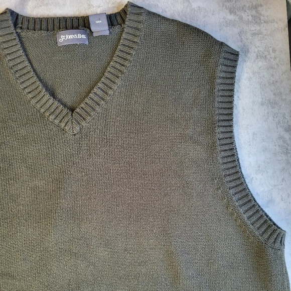 St. John's Bay Green Knit Grandpa Sweater Vest - Picture 3 of 9